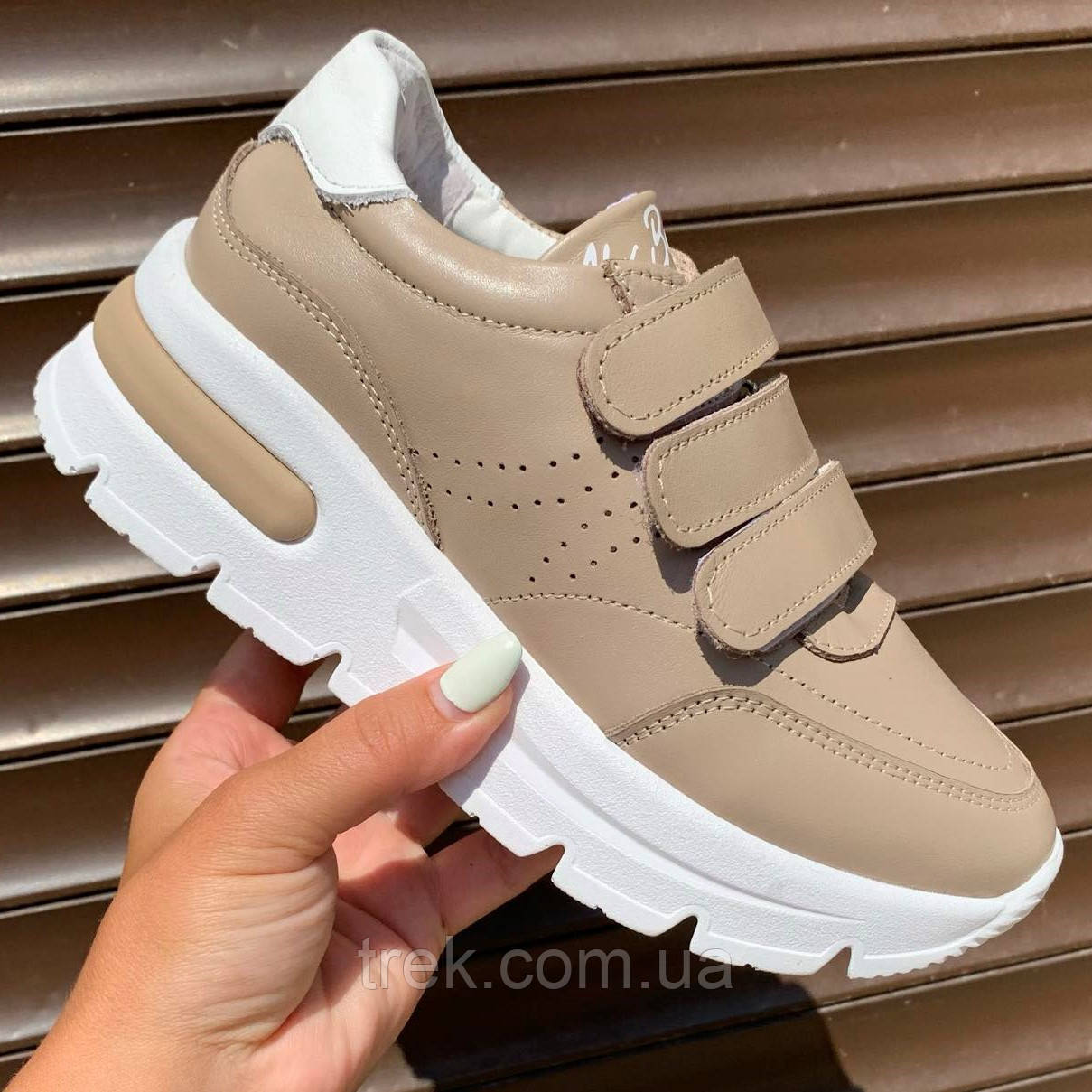 Кросівки жіночі шкіряні бежеві /23186/ 32р, фото 1
