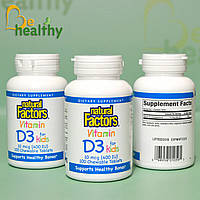 Витамин D3 для детей, клубничный вкус, 10 мкг (400 МЕ), Natural Factors, 100 жевательных таблеток