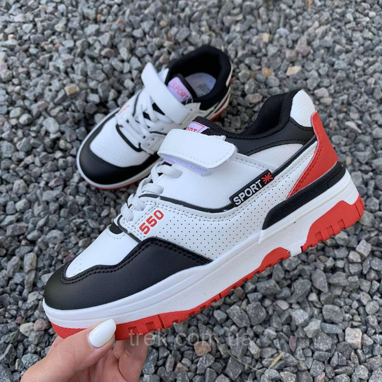 Кросівки дитячі білі-черв. /30543/ 37р, фото 1