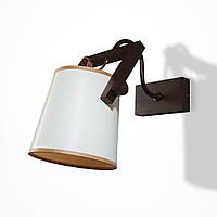 Настінний дерев'яний світильник із текстильним абажуром на 1 лампу венге глянець Е27 25.5x20х35 см