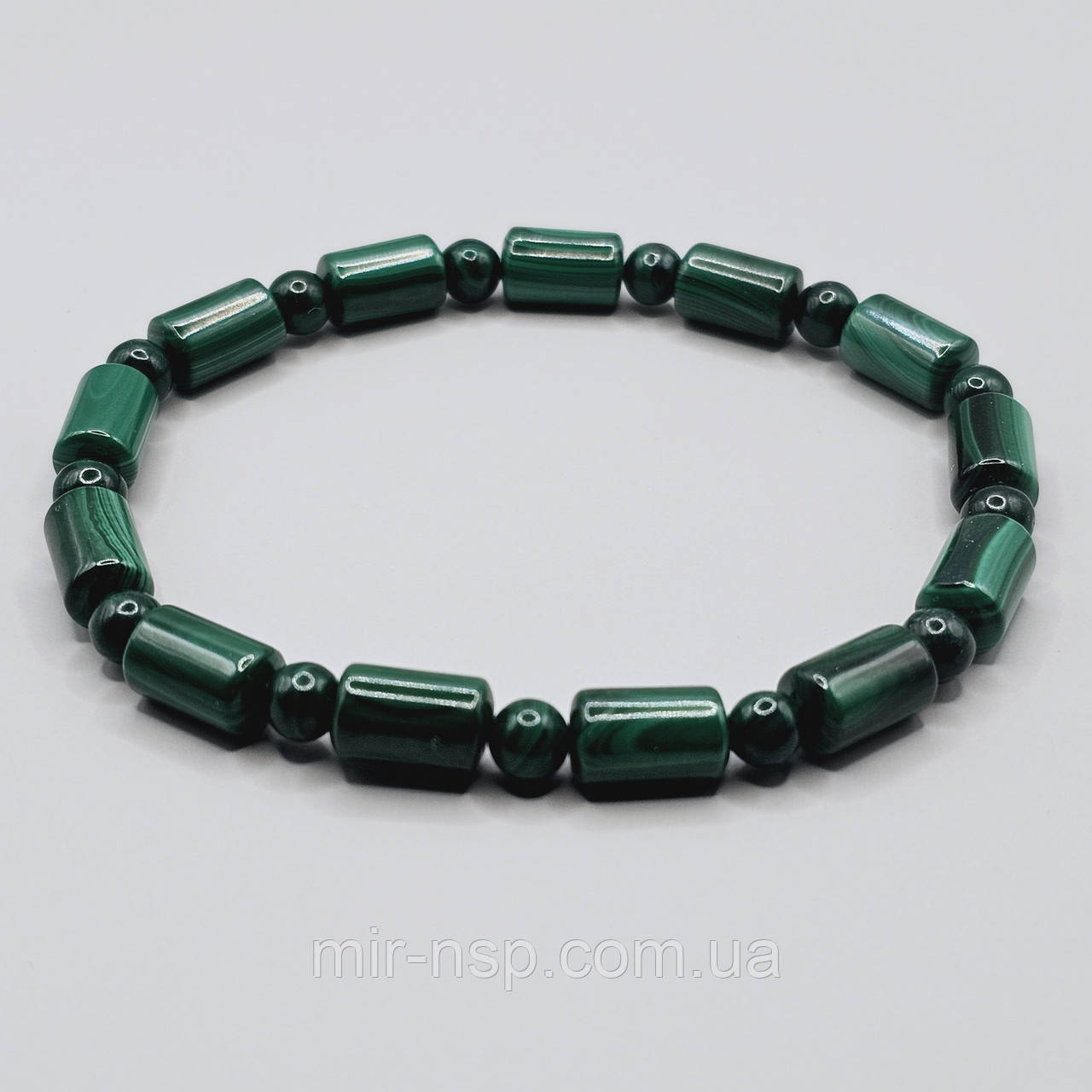 Браслет 100% натуральний малахіт (не прес) 9*6 мм вага 17г розмір 19, фото 1