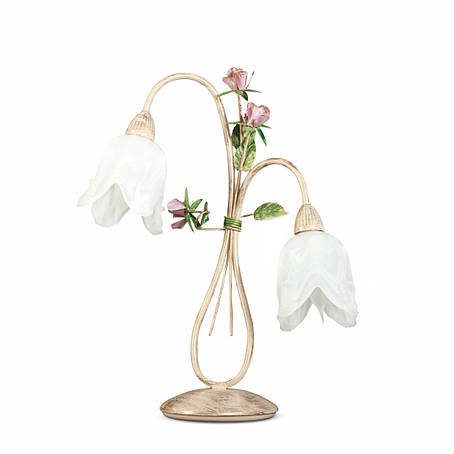 Настільна лампа металева золото на 2 скляні плафони у вигляді квітки Е14 40х50 см, фото 1