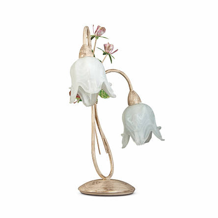 Настільна лампа металева золото на 2 скляні плафони у вигляді квітки Е14 40х50 см, фото 2