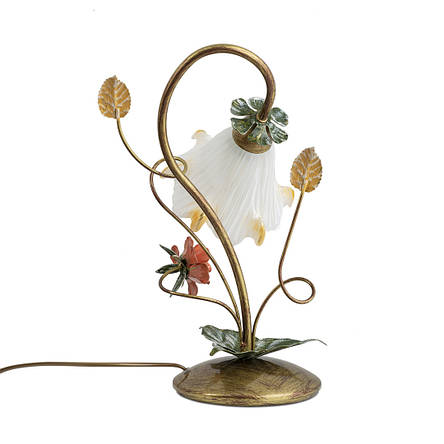 Настільна лампа металева на 1 скляний плафон у вигляді квітки Е14 30х41 см, фото 2