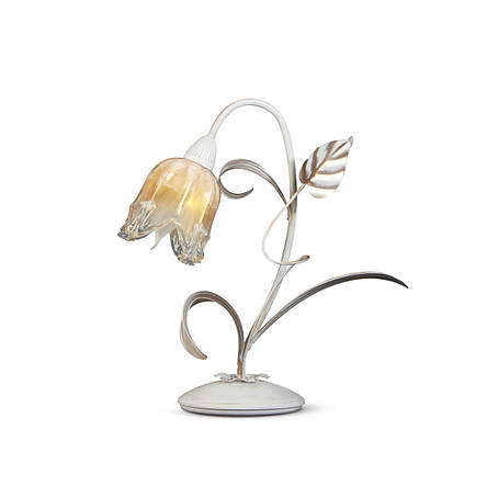 Настільна лампа металева біла/золото на 1 скляний плафон у вигляді квітки Е14 32х40 см, фото 2