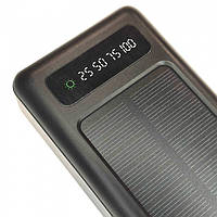 Тор! Внешний аккумулятор с солнечной панелью Power bank UKC 8412 20000 Mah зарядка кабель 4в1 Чёрный