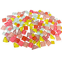 Набір шматочків мозаїки камінці мікс Жовтий, червоний 200 гр 150-170 шт декоративні каміння для декору