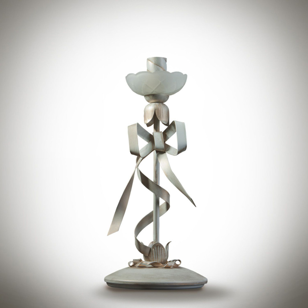 Настільна металева біла лампа з бантами Е14 16х39 см