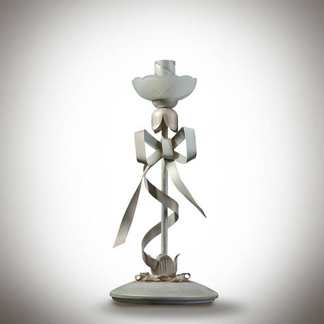 Настільна металева біла лампа з бантами Е14 16х39 см, фото 1