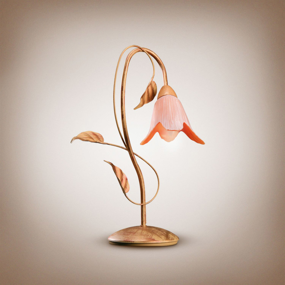 Декоративна настільна лампа E14 дерево метал беж золото 24х43 см