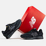 Чоловічі / жіночі кросівки New Balance 327 Black Grey, чорні замшеві кросівки нью беленс 327 NB 327 ню беланс нб, фото 4