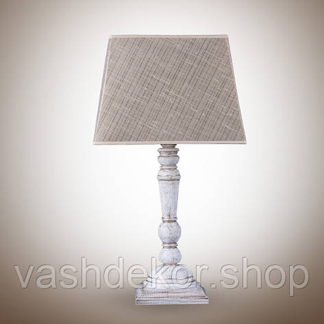Настільна лампа з 1 патроном Е27 текстиль/дерево білий/патина 30х54 см, фото 2