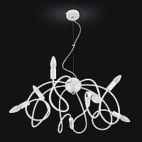 Люстра-свеча на тросе белая металлическая на 8 ламп Е14 60х96 см