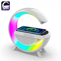 Тор! Настольная лампа Ночник с Bluetooth Колонкой 3 в 1 LED Wireless Charging Speaker BT-2301 Белая