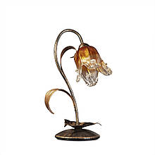 Настільна лампа металева чорна/золото на 1 скляний плафон у вигляді квітки Е14 16х39 см
