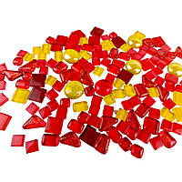 Набір шматочків мозаїки камінці мікс Жовтий, червоний 200 гр 150-170 шт декоративні каміння для декору