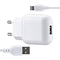 Сетевое зарядное устройство XO L37 2в1 Lightning 1USB/2.1A белый