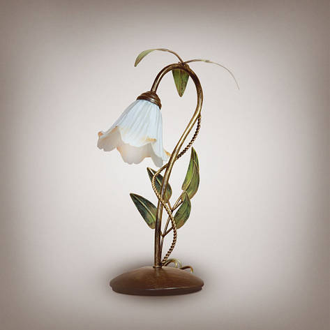 Настільна лампа металева золото на 1 скляний плафон у вигляді квітки Е14 23х41 см, фото 1