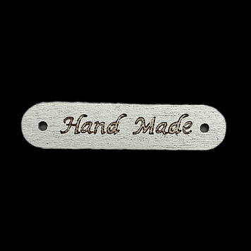 Дерев'яні бірки "Hande Made"  30*10 мм, колір білий