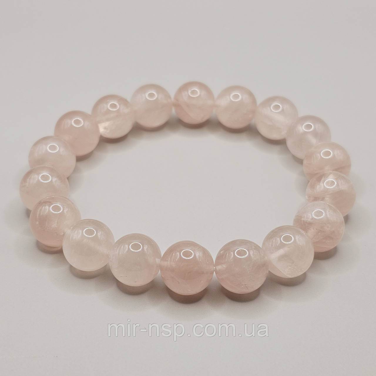 Браслет 100% натуральний Рожевий Кварц 10,5 мм розмір 19, фото 1