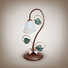 Настільна лампа металева коричнева скляний плафон у вигляді квітки Е14 28х39 см