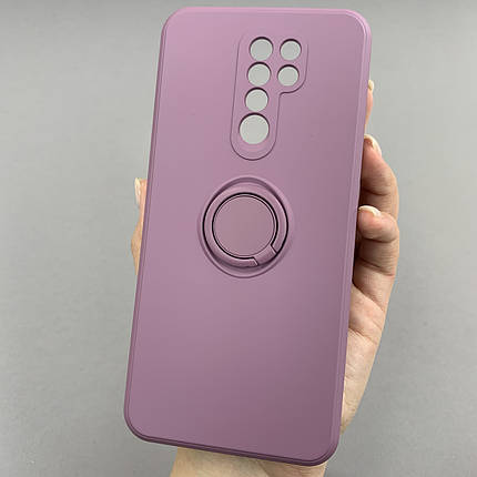 Чохол для Xiaomi Redmi 9 матовий з кільцем тримачем чохол на телефон сяомі редмі 9 чорничний cfc, фото 1