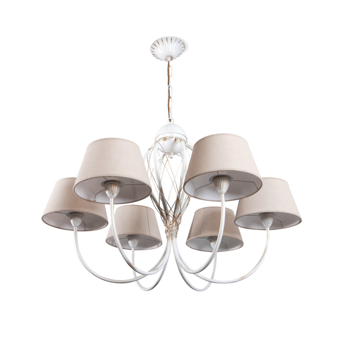 Люстра підвісна на ланцюгу 6 ламп E14 білий/золото/патина 75x80 см