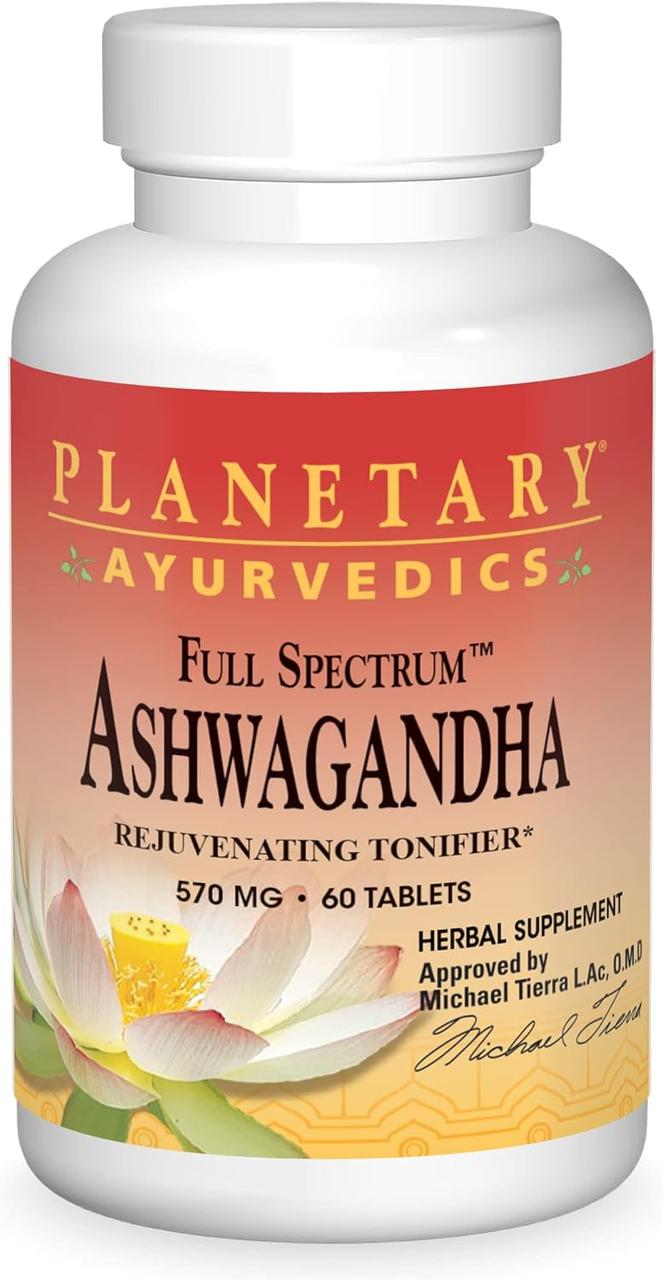 Ашваганда Planetary Herbals Ayurvedics, Full Spectrum Ashwagandha, 570 mg, 60 Tablets, фото 1