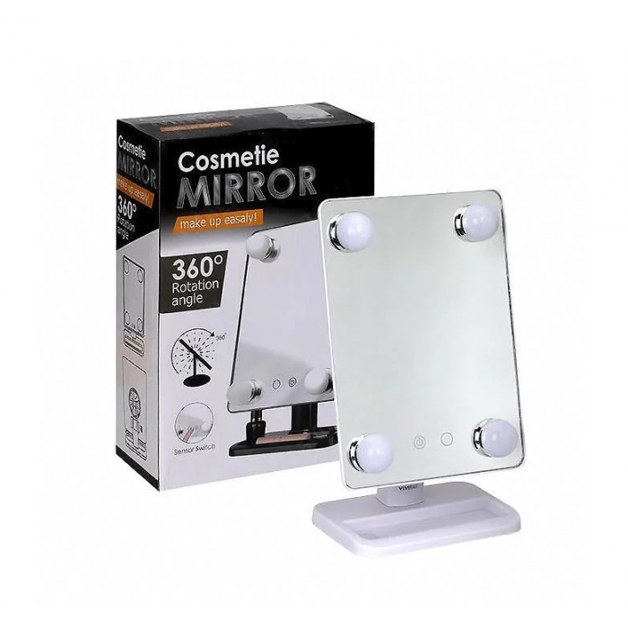 Дзеркало для макіяжу з підсвіткою з LED-підсвіткою Cosmetie Mirror 360 Білий