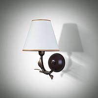 Настенный светильник на 1 лампу Е14 металл/текстиль белый/коричневый/золото 16х25 см