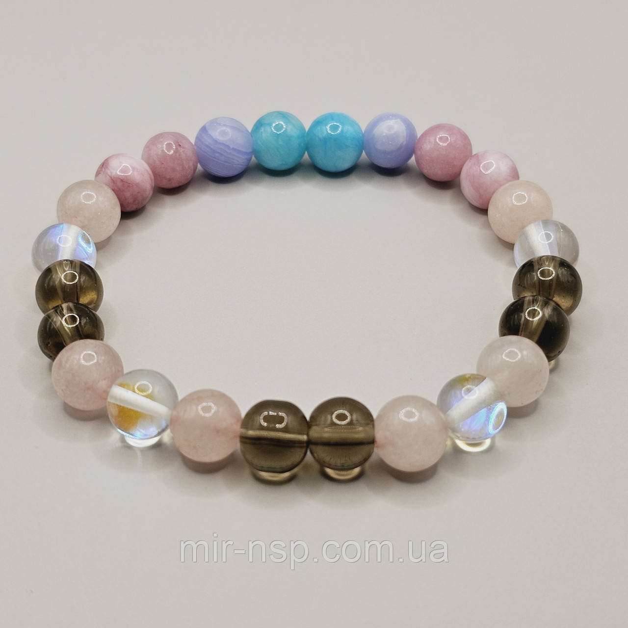 Браслет різне натуральне каміння 8 мм розмір 19, фото 1