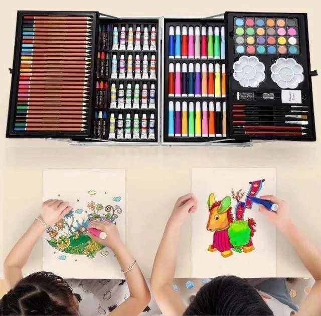 Наборы для рисования Фломастеры Акварельные краски Карандаши для детей 145 предметов для творчества топ - фото 5 - id-p2084334677