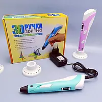 3D-ручка для дітей з LCD-дисплеєм 3d-ручка для творчості 3D pen з таблом рожевого кольору 3д. топ