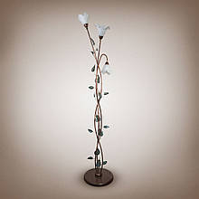 Торшер на 3 лампи E14 метал/скло коричневий/зелений/мідь 33х173 см