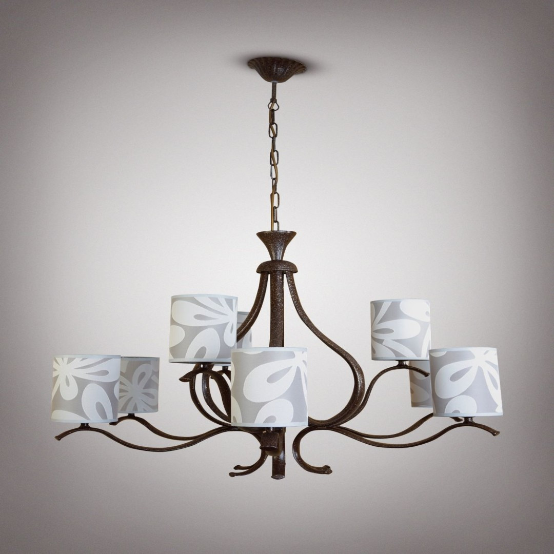 Люстра на ланцюгу металева на 9 абажурів Е14 коричневий антик 89х108 см