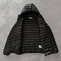 Куртка мужская Stone Island с капюшоном весенняя осенняя куртка Стон Айленд утепленная черная