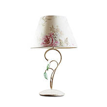 Настільна лампа з текстильним абажуром Е27 крем/зелений/рожевий 30х50 см