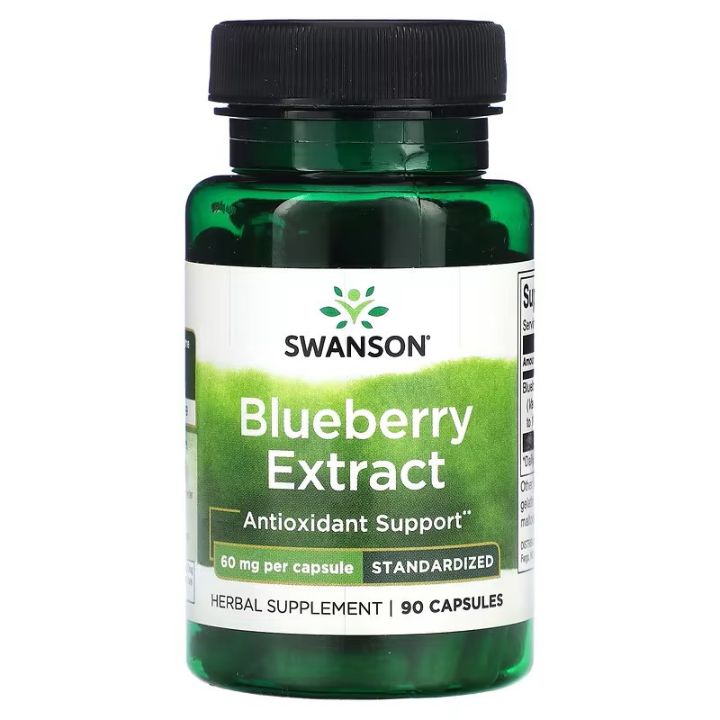 Blueberry Extract, Standardized, 60 mg, 90 Capsules, фото 1