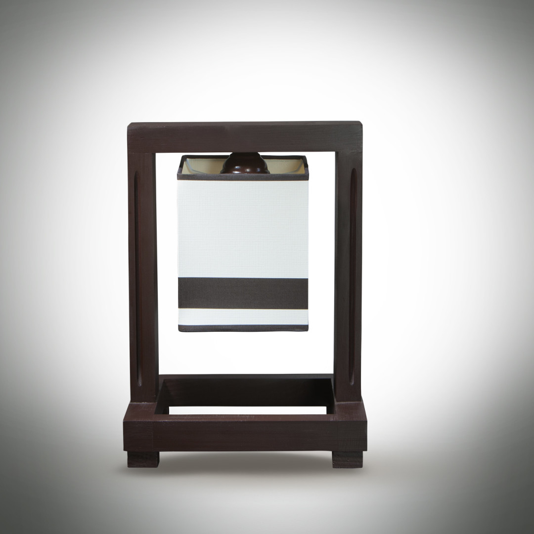 Настільна лампа з 1 патроном Е27 текстиль/дерево венге глянець 15х38 см