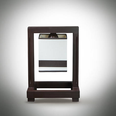 Настільна лампа з 1 патроном Е27 текстиль/дерево венге глянець 15х38 см, фото 1