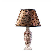 Настільна лампа з 1 патроном Е27 текстиль/кераміка коричневий/мідь/патина 30х27 см