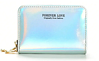 Женский кошелёк-визитница для карточек, лазерный серебристый мини-портмоне картхолдер из эко-кожи