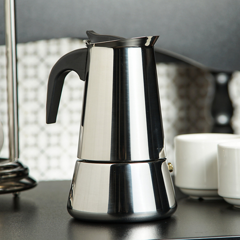 Гейзерна кавоварка "Генуя", нержавіюча сталь На 6 чашок