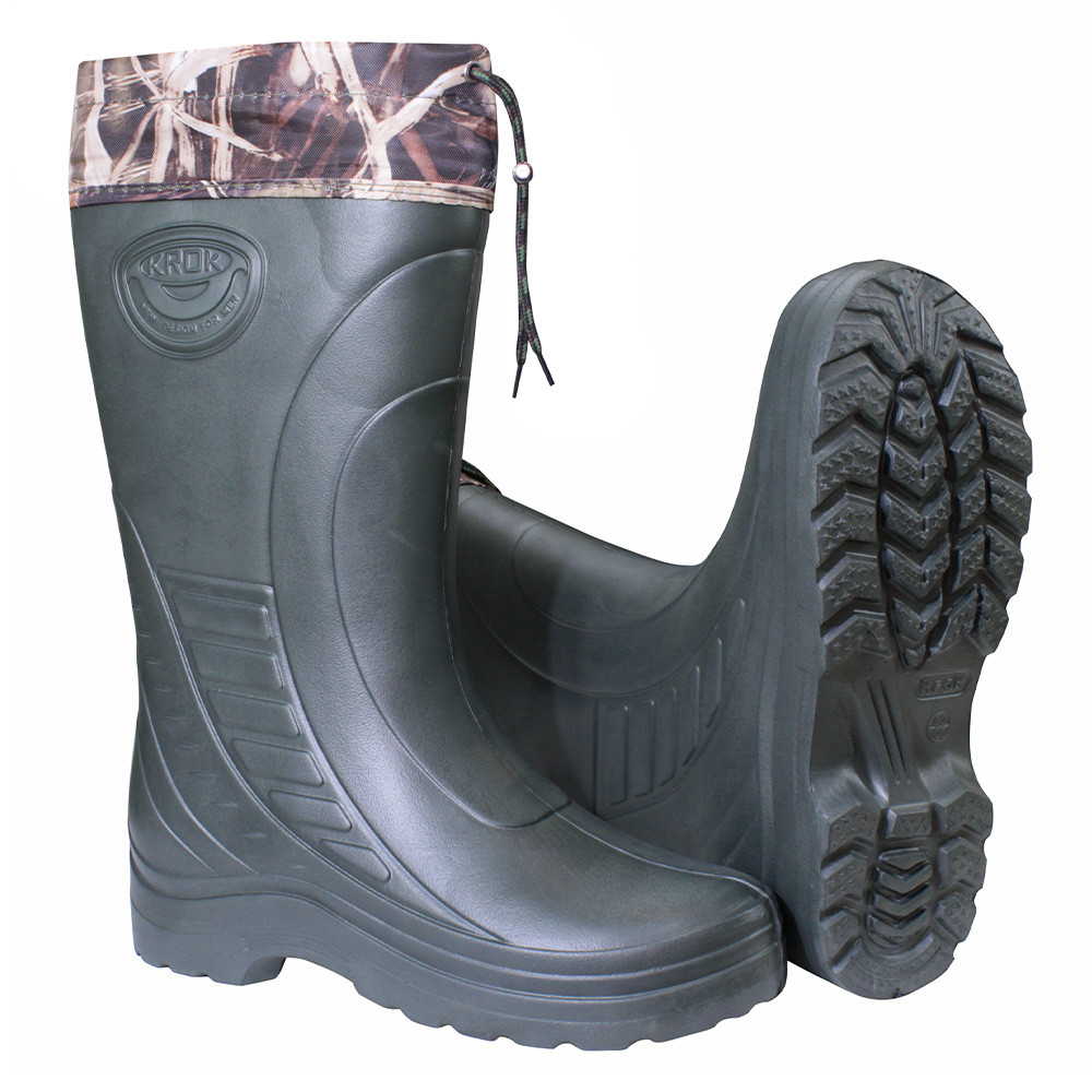 Гумові чоботи Крок високі зі вставками Winter олива