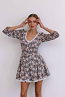 Женское цветочное мини платье Анютка шифон Ded278
