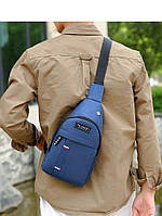 Тканинна чоловіча сумка слінг Fashion Instinct синя сумка через плече Seli