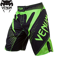 Шорты для единоборств мужские MMA Venum Hurricane Fight Shorts Black Neo Green