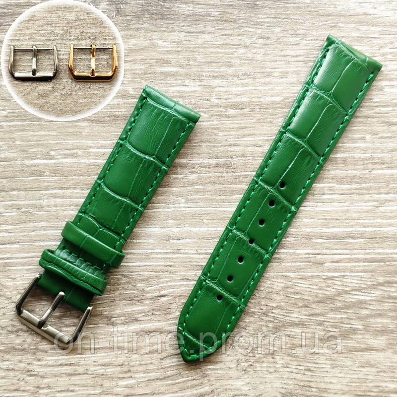 Lizard Шкіра. Зелений ремінець у годинник шкіряний, годинниковий ремінь для годинника зі шкіри