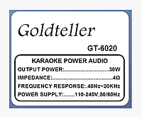 Акустическая система Goldteller GT-6020, GN2, Хорошее качество, акустиска, блютуз колонка, чемодан колонка