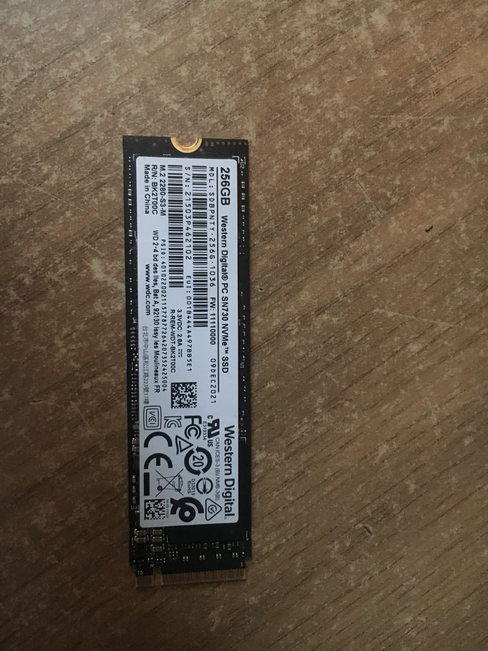 SSD диск Western Digital PC SN730 256Gb NVMe PCIe M.2 (SDBPNTY-256G ...